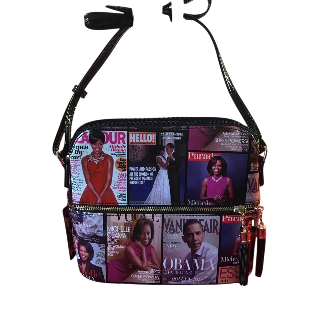 Fashion Magazine Print Crossbody Bag